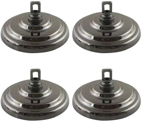 FSLiving Deckenrosette für Hängelampe Lampenaufhängung, 4er-Set Perlschwarzer Deckenbaldachin 135x65mm, Kit Lampenbaldachin aus Metall mit zentraler Bohrung und vorgesehenem Seitenloch,PJ0111