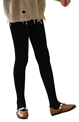 OBiQuzz småbarn baby flicka fast bomull tjocka fodrade varma leggings tights stretchiga basbyxor strumpbyxor full längd för vinterstrumpa barn regnbyxor 140, svart, 4-5 år