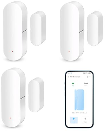 Intelligenter WLAN-Türsensor: Türöffnungskontaktsensor für die Sicherheit zu Hause, kabelloser Fenstersensor mit sofortigen App-Benachrichtigungen, kompatibel mit Alexa und Google Assistant (3er-Pack)