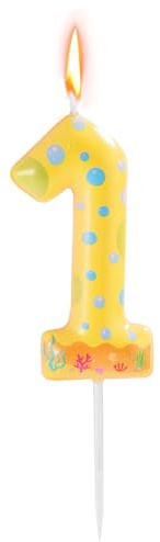 Sponge-Themed Number Birthday Candle, Cute Yellow Dot Print Cartoon Cake Topper Number Candle for Kids Party Boys & Girls Birthday Decorations Supplies (1)