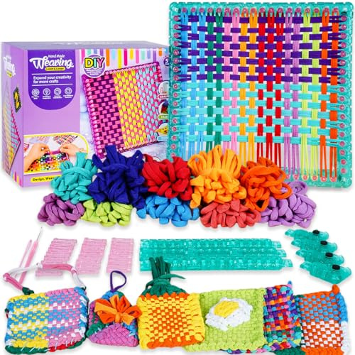 Disracker Weaving Loom Kit Crafts, Arts and Crafts for Kids and Adults, Ideal Gifts for Girls Ages 5 6 7 8-12 14, Potholder Knitting Loom Kit
