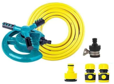 Ujjdwiurgh Aspersores para patio, aspersor de césped con rotación de 360 grados, estilo de 3 brazos, sistema de riego automático para plantas domésticas