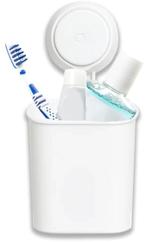 Toothbrush Holder, Suction Cup Toothbrush Holder for Bathroom, No Drill Tooth Brush Holder Set, Removable Storage Organizer, ABS Plastic, 19.4 X 9.3 X 11 Cm
