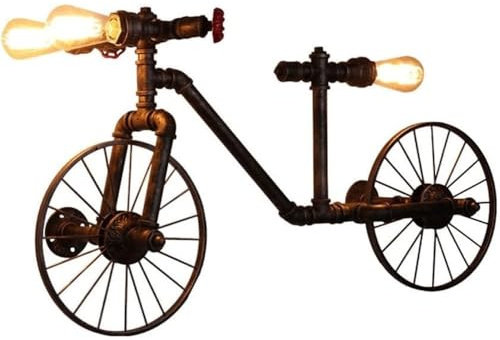 Generico Lampada da parete retrò for bicicletta, lampada da parete Steampunk, lampada da parete industriale con tubi dell'acqua for scale, patio