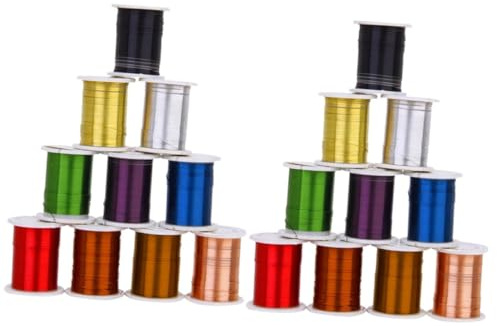 LOLIPPYY 20 rollos Hilo de Cobre Colorido para Abalorios Cordón Flexible y Duradero para Manualidades DIY para Pulseras y Joyería Colores Aleatorios Color Aleatorio Color Aleatorio