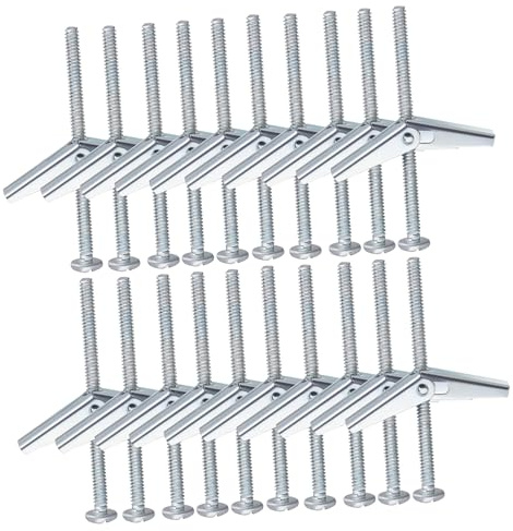 TOBBOMEY 20 set Dadi ad Ala e Bulloni Ribaltabili in Metallo Kit Fissaggio Resistente per Ancoraggi Parete Cava e Viti per Cartongesso e Montaggi Pesanti