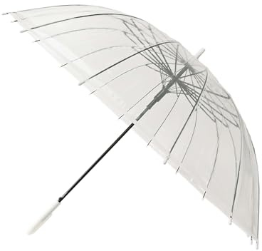 BESCH Paraguas Largo Clásico Grande Automático y Resistente al Viento (Transparente 16 Varillas)