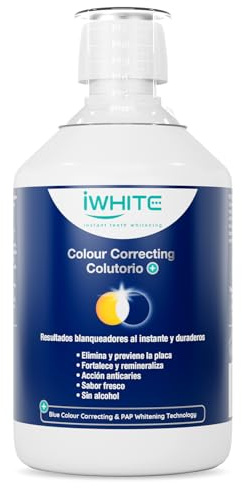 iWhite Colour Correcting Colutorio+ 500 ml - Enjuague Bucal Blanqueador Dental y Corrector de Color para Dientes Amarillos. Efecto Dientes Blancos al Instante. Fortalece el Esmalte, Elimina la Placa