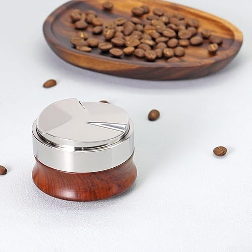 Distributore di caffè regolabile in altezza e pressino con manico in noce, in acciaio inossidabile 304 resistente alla ruggine per fondi di caffè uniformi ed estrazione dell'espresso (58 mm)