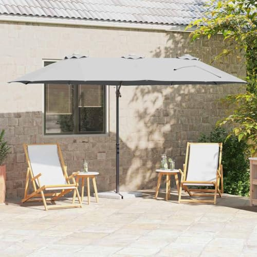 Parasol sable - 372 x 198 x 243 cm - Polyester UV - Aluminium - Inclinable - Manivelle - Distributeur d'ombre pour jardin, terrasse, balcon, store extérieur, Toldos Patio extérieur - Rectangulaire