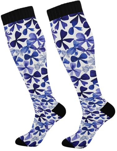 Calzini Alti Sono Coquette Bows Blue Contenitive Donne Calzini Elastico Calze A Compressione Resistente Compressione Calze Per Recupero Vene Varicose Infermiera 50Cm