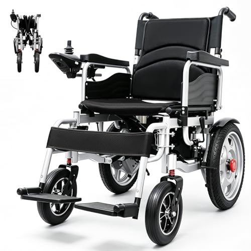 170KG Rollstuhl Elektrorollstuhl Faltbar, 35km Elektrische Rollstühle mit 500W Motor & Doppeltes Lademodus & Geschwindigkeit Einstellbar & Geländereifen & Verstellbarer Hand-/Elektromodus für Senioren