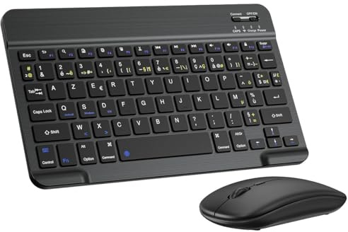 PINKCAT Clavier et Souris sans Fil Bluetooth, Clavier Souris Bluetooth | AZERTY Français, Clavier Ergonomique ultrafin avec Batterie Rechargeable Intégrée pour iOS, Mac, iPad, Windows, Android 3.0