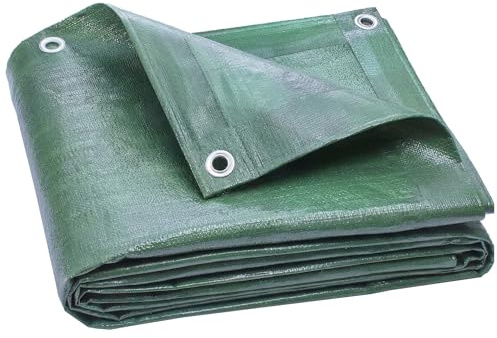 Outsunny 4 x 6m Waterproof Tarpaulin 90GSM Tear-Resistant PE Tarp, Green | Reinforced Grommets, UV Protected, Cover Tarp Sheet, for Garden Furniture, Greenhouse, Ground Sheet, Firewood
