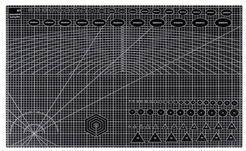 Schneidematte A1 Große zweifarbige PVC-Schneidematte (Schwarz + Grau), Tischplattenschutz for Stanzen/Schnitzen von Leder, Papier-/Schlammhandwerk zum Nähen