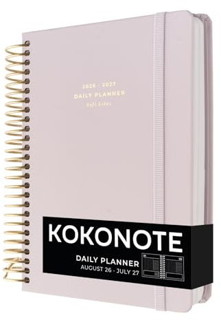 Kokonote Agenda 2026 2027 Dia por página A5 Lilac | Agenda Escolar Lila Universitaria, Oposiciones o Insituto, Págs. Alto Gramaje, Con Pegatinas y apartados funcionales
