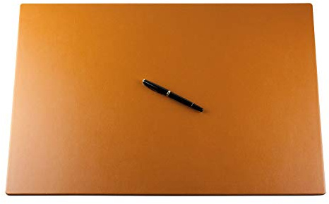 DELMON VARONE - Personalisierbare Schreibtischunterlage XXL aus Premium Leder Boxcalf braun, Rutschfeste Echtleder Schreibunterlage abwaschbar, Schreibtisch Unterlage ideal als Mousepad, 65 x 45 cm