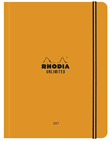 Rhodia 118968C Notizbuch Unlimited (DIN A5+, 16 x 21 cm, 60 Blatt, 80 g, dot, elegant und praktisch) 1 Stück orange