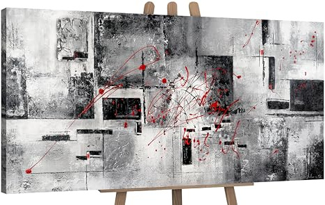 YS-Art XXL Abstrakt Acrylbild auf Leinwand Courage schwarz weiß grau rot