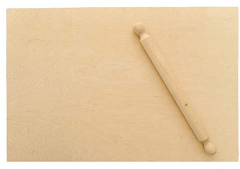 Liberoshopping Spianatoia per impastare in Legno di Betulla stendi Pasta con Gradino Antiscivolo (Senza Bordi con Mattarello, 65x45)