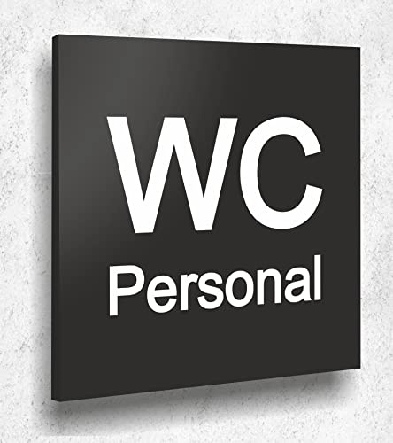 Türschild WC Schild PERSONAL Schwarz Matt UV Druck 12 x 12cm - 3mm Aluverbund- Made in Germany Art.Nr. A2102