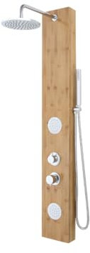 Vente-unique - Colonne de douche hydromassante en bambou - 20 x 140 cm - SOLAL