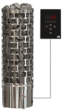 Sawo Aries Ni2 6kW Elektrische Saunaofen 230V/400V zusammen mit Bedienfeld Saunova und 60kg Saunasteine