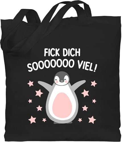 Shirtracer - Baumwolltasche - Sprüche Statement - Fick dich sooo viel Pinguin weiß