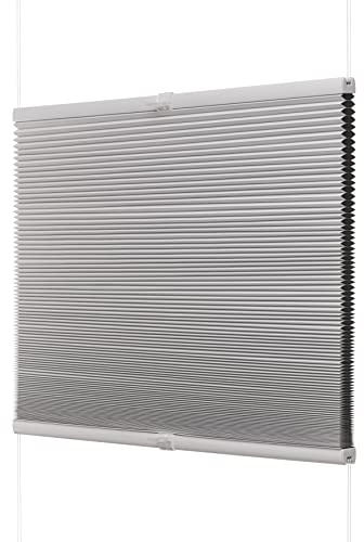 Ventanara® Fenster Plissee ohne Bohren zum Kleben Plisseerollo Wabenplissee Faltrollo verspannt inklusive Premium Klebeträgern (65 x 130 cm, weiß Wabe raumverdunkelnd)