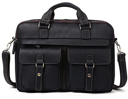 Herren Laptoptasche Arbeitstasche Handtasche, Vintage Echtes Leder Aktentasche Multifunktions Tragen Handtasche Business Crossbody Satchel 17 Zoll Laptop Schulter Messenger Bag Laptop Businesstasche S
