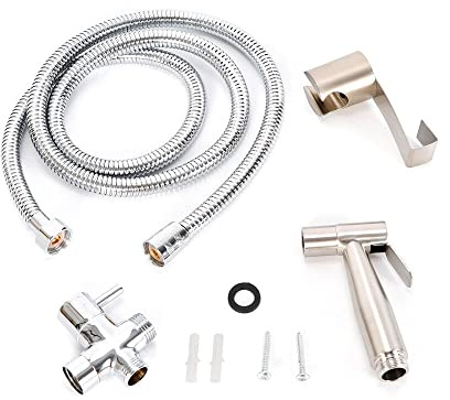 Bidet Edelstahl Handbrause, Bad Bidet Brause Und Halter WC Hand Duschkopf Intim Hygiene DuscheBad mit Halterung und Schlauch für WC, Persönliche Hygiene&Windelreinigung