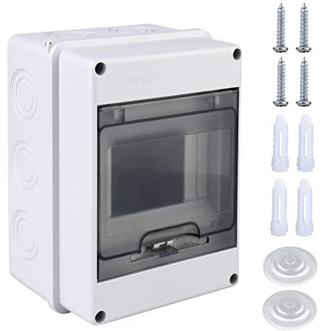 Scatola di Derivazione Elettrica da Esterna Stagna, Scatola di Protezione di Distribuzione, Cassetta Elettrico per Esterno 5 Moduli,Scatola Stagna IP65 Plastica Superficie per Sul Muro o in Altre Aree