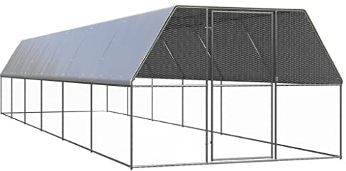 WIFESE Outdoor-Hühnerkäfig 3x12x2 m Verzinkter Stahl Voliere Hühnerstall Kleintierstall Freilaufgehege Hühner Kleintiergehege für Hühner Hennen Enten und Andere Kleintiere Praktische & Geräumige
