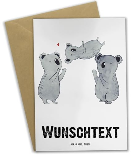 Mr. & Mrs. Panda Personalisierte Karte Koalas Feiern - Geschenke, Geburtstag, Happy Birthday, Herz, individuelle grußkarte, Grußkarten Personalisiert, Liebe, Familie, personalisierbar