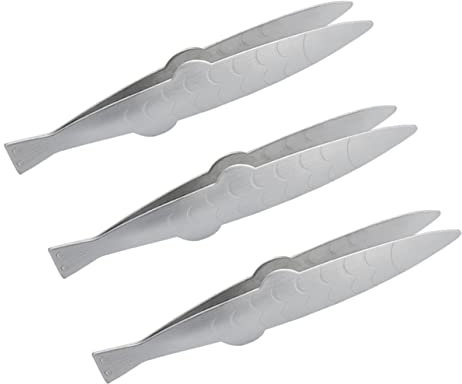 Anneome 3Pcs Fish Shape Stainless Steel Tweezers Fish Bone Remover Kitchen Tongs for Cooking Food Preparation and Seafood Serving