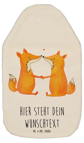 Mr. & Mrs. Panda Wärmflasche personalisiert Füchse Liebe - Weiß