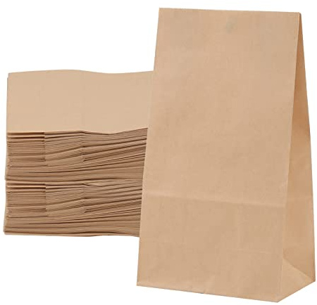 JOIKIT 150 PCS 12 x 7 x 21cm Brown Paper Bags, Kraft Paper Lunch Bags No Handles, Sandwich Bag for Bread, Candy