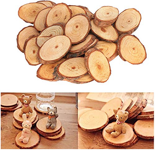 25 Pezzi Pezzi Ovali di Pino, Fette di Legno Grezze Legno di Pino Pezzo Ovale Dischi Obliqui Corteccia D'Albero Cerchi di Legno Fai da Te Casa Arte Pittura Fatta a Mano
