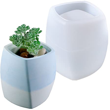 Rectangular Geometric Vase Concrete Flower Pot Mold Plaster Succulent Planter Cement Clay Mold Candle Pen Holder Epoxy Resin Storage Box Mould