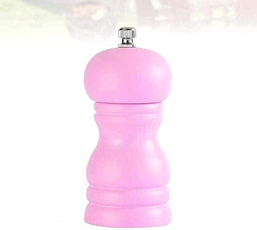 TONZN 1 Piece Manual Wood Chili Mill Household Ceramic Core Chili Salt Container Household Appliances-Salt Salt Mill Chili Frosting Mill-Green Salt Mill Salt and Pepper Mills (Pink)