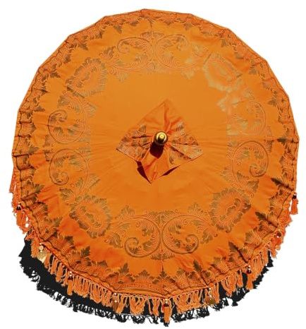 Darthome Handmade Bali Sun Parasol 2.6m x 2m Traditional Indonesian Garden Umbrella With Jointed Wooden Pole