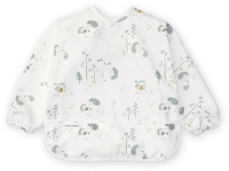 Loulou Lollipop Long Sleeve Bib for Babies & Toddlers – Waterproof, Wipeable, Easy to Clean, Spill Proof Full Sleeve Feeding Bib with Adjustable Fit, 6-36 Months Old - Hedgehogs