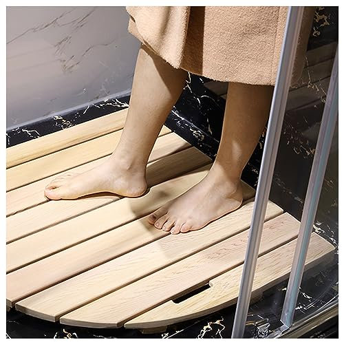 Badematten Badteppich Badezimmerteppich Rutschfest Badematte Für Dusche Badewanne Kurort Sauna Eingangsbereich Tümpel Fußmatten Fächerförmig, Innen Im Freien Holzmatte Mit Griff, 75 85 80 70 Cm ( Colo