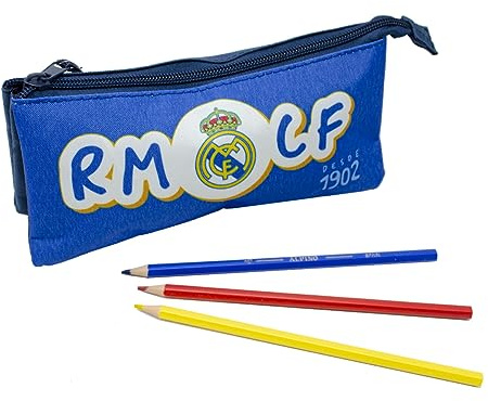 Real Madrid Portadoto 3 Compartimentos Estuche Escolar Niños Colegio RM Desde 1902 Azul Producto Oficial