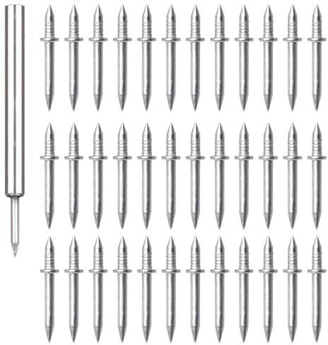 Clavos de doble cabeza, 100 clavos sin costura con clavo de doble cabeza con rosca base para barras de base sin huellas, tornillos para rodapié color canela con 1 clavo, herramienta manga específica