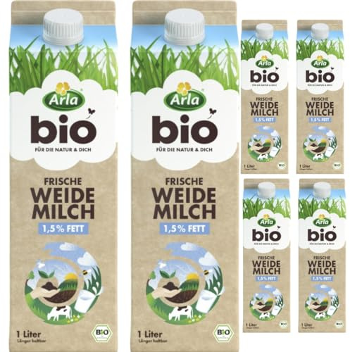 Arla Frische Weidemilch 1,5% Kuhmilch Milch 1000 Milliliter x 6 Stück [Frischegarantie]