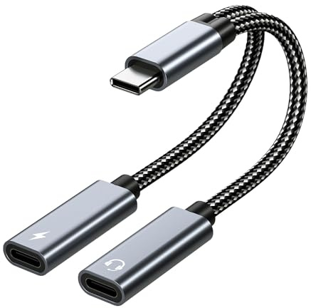 MMOBIEL Dual USB-C Splitter Kopfhörer Adapter und Laden 16 Bit / 60W 2-in-1 Splitter USB-C auf USB Typ-C Mikrofon Audio Adapter mit Schnellladung für iPhone 17 16 15, iPad Air/Pro, Galaxy S26 S25 S24