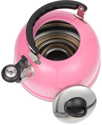 Cabilock Hervidor De Acero Inoxidable Esférico Con Silbato Hogar Tetera Silbante Duradera Cocina Hervidor De Agua Con Asa Para Hervir Agua Caliente