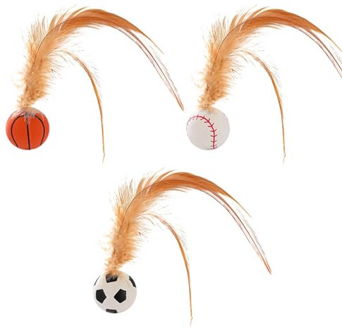 Federbälle für Katzen – Leichtes Hüpfspielzeug für 60 g Katzen | Haustierspielzeug mit leicht zu spielenden Katzenbällen | Spielzeug mit Netzball für Pe Zubehör