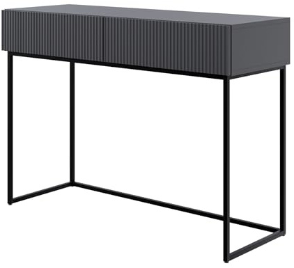 Selsey Schminktisch Makeup Tisch Frisiertisch Kosmetiktisch 110 cm Mit 2 Schubladen Veldio Schwarz Schwarze Beine